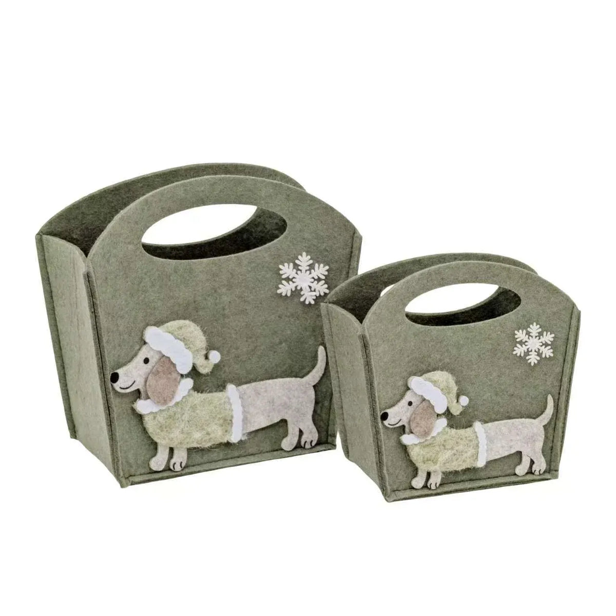 Bulk 12 Xmas Felt Bag W Dashund 19x9x18.5cm