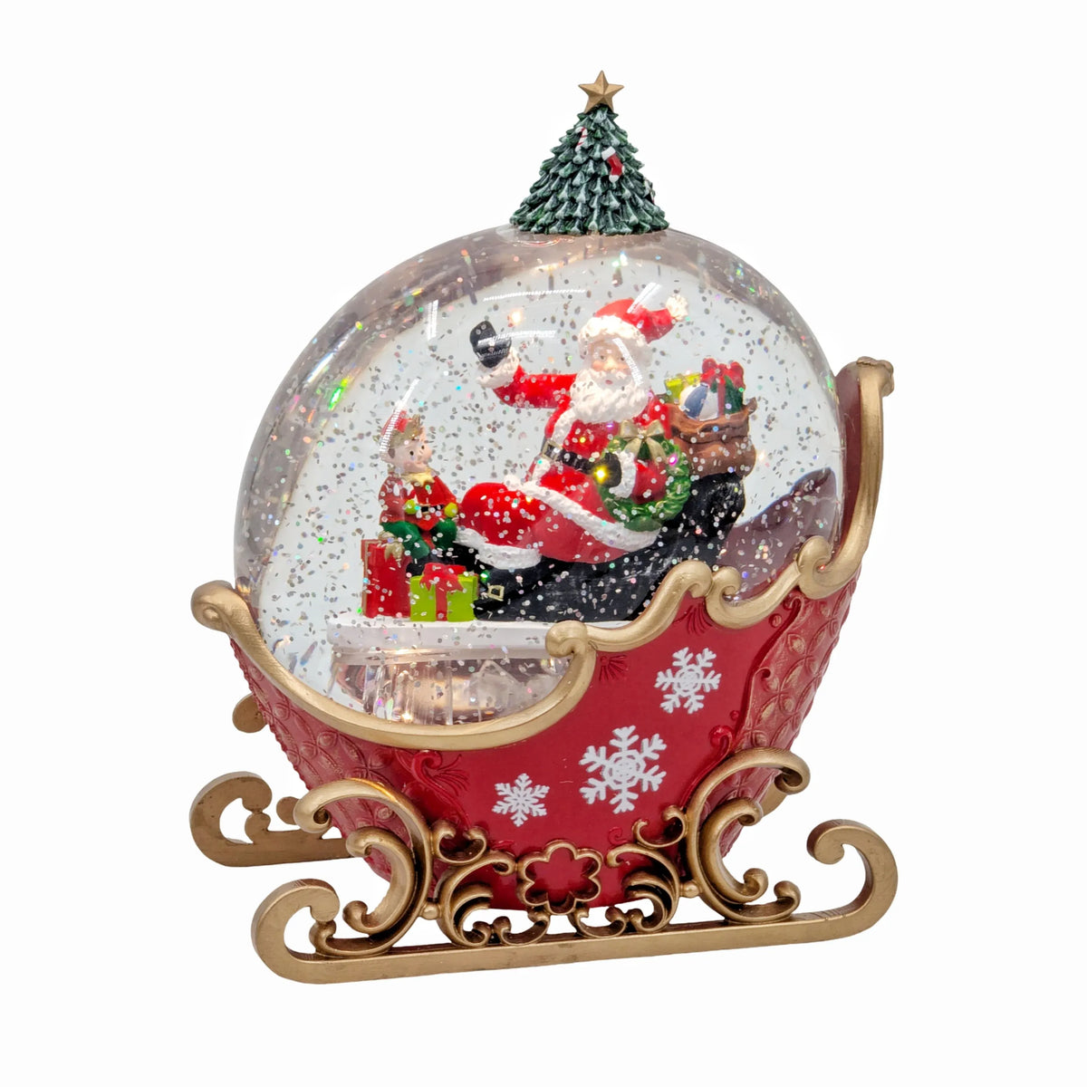 Bulk 3 Xmas Led Santa Sleigh Water globe16.8x11x19.5cm