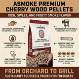 BBQs & Accessories: ASMOKE 100% Natural Cherry Wood BBQ Smoker Pellets (9kg / 20lbs)