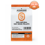 BBQs & Accessories: ASMOKE 100% Natural Premium Oak Wood BBQ Pellets for Smoker & Grill (9kg / 20lbs)