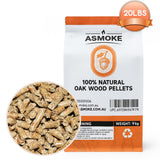 BBQs & Accessories: ASMOKE 100% Natural Premium Oak Wood BBQ Pellets for Smoker & Grill (9kg / 20lbs)