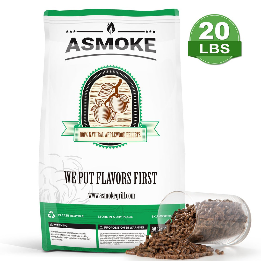 BBQs & Accessories: ASMOKE 20lbs Premium Apple Wood Pellets for Smoker & Grill  Natural Sweet Fruit Flavour BBQ Fuel for Chicken, Pork & Pizza Ovens