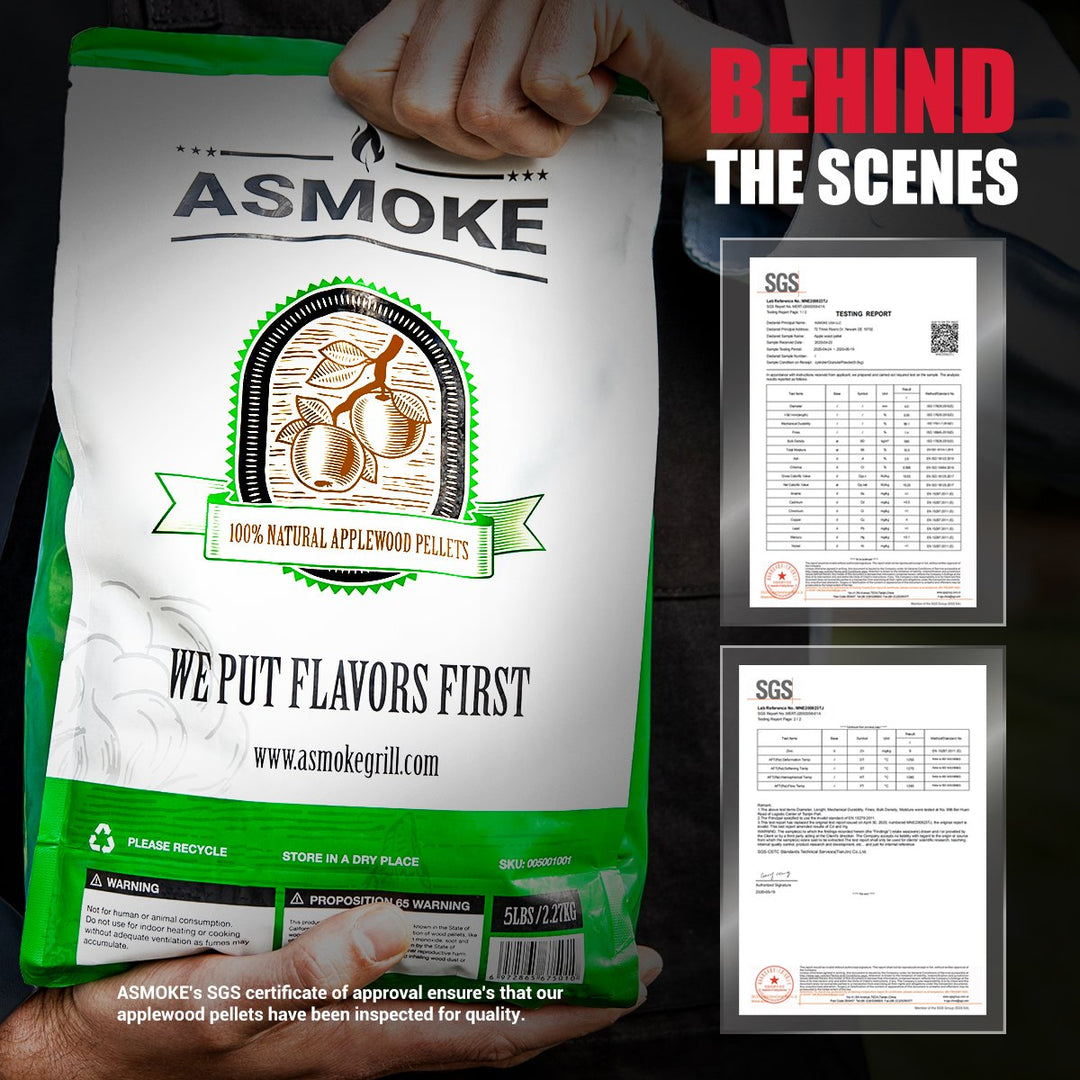 BBQs & Accessories: ASMOKE 20lbs Premium Apple Wood Pellets for Smoker & Grill  Natural Sweet Fruit Flavour BBQ Fuel for Chicken, Pork & Pizza Ovens