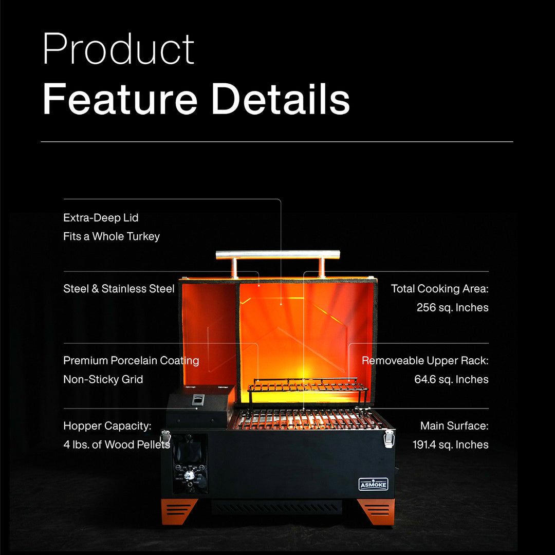 BBQ Tools: Asmoke AS350 Portable Wood Pellet Grill - Cyder Black