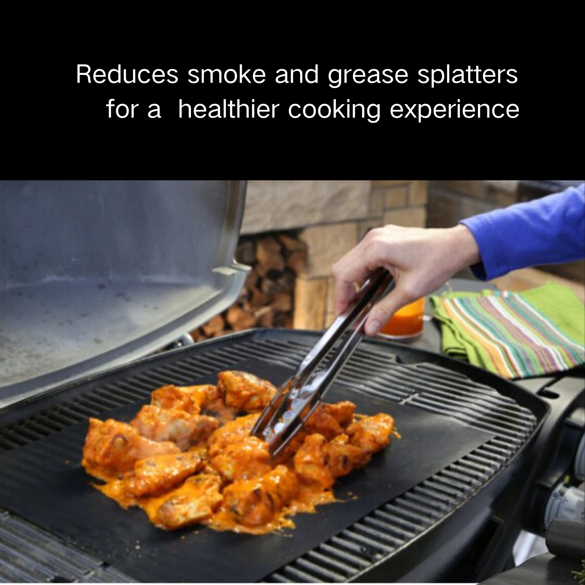 BBQs & Accessories: ASMOKE Premium Copper & Black BBQ Grill Mats (2-Pack) - Non-Stick PTFE Coating, Cooking Mats| Reusable and Easy to Clean