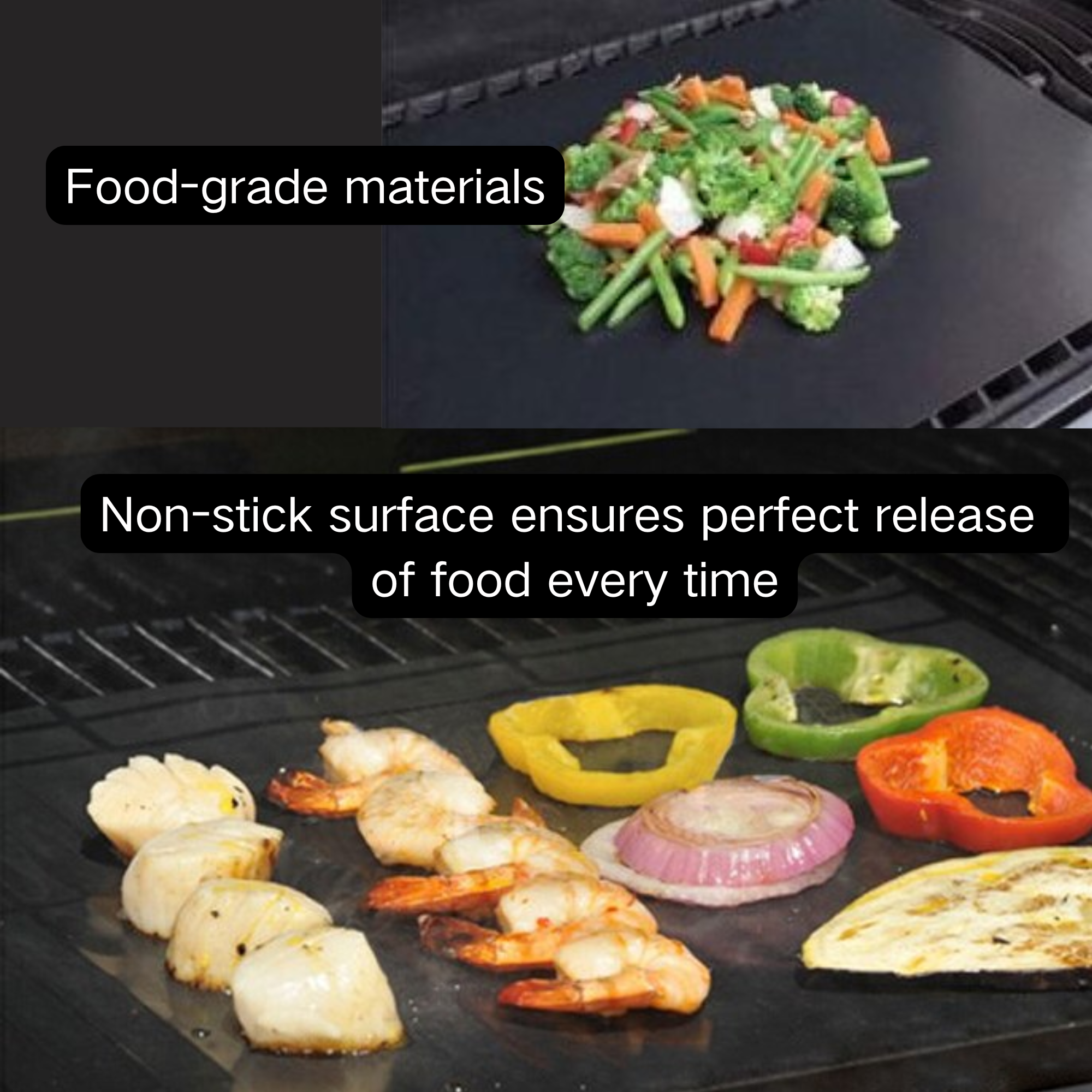 BBQs & Accessories: ASMOKE Premium Copper & Black BBQ Grill Mats (2-Pack) - Non-Stick PTFE Coating, Cooking Mats| Reusable and Easy to Clean