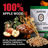 BBQs & Accessories: ASMOKE 100% Natural Apple Wood BBQ Smoker Pellets (2.27kg) - Premium Fruit Hardwood for Chicken & Pork