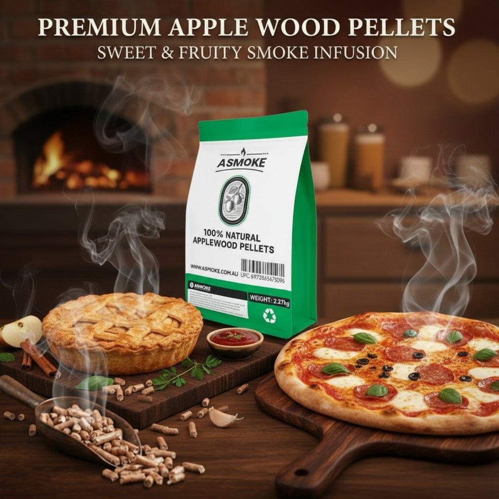BBQs & Accessories: ASMOKE 19kg (40lbs) Premium Apple Wood BBQ Smoker Pellets Bulk Bundle (8 x 2.27kg Bags)