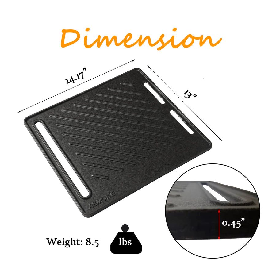 BBQs & Accessories: ASMOKE Pre-Seasoned Matte Enamel Cast Iron Reversible Grill/Griddle