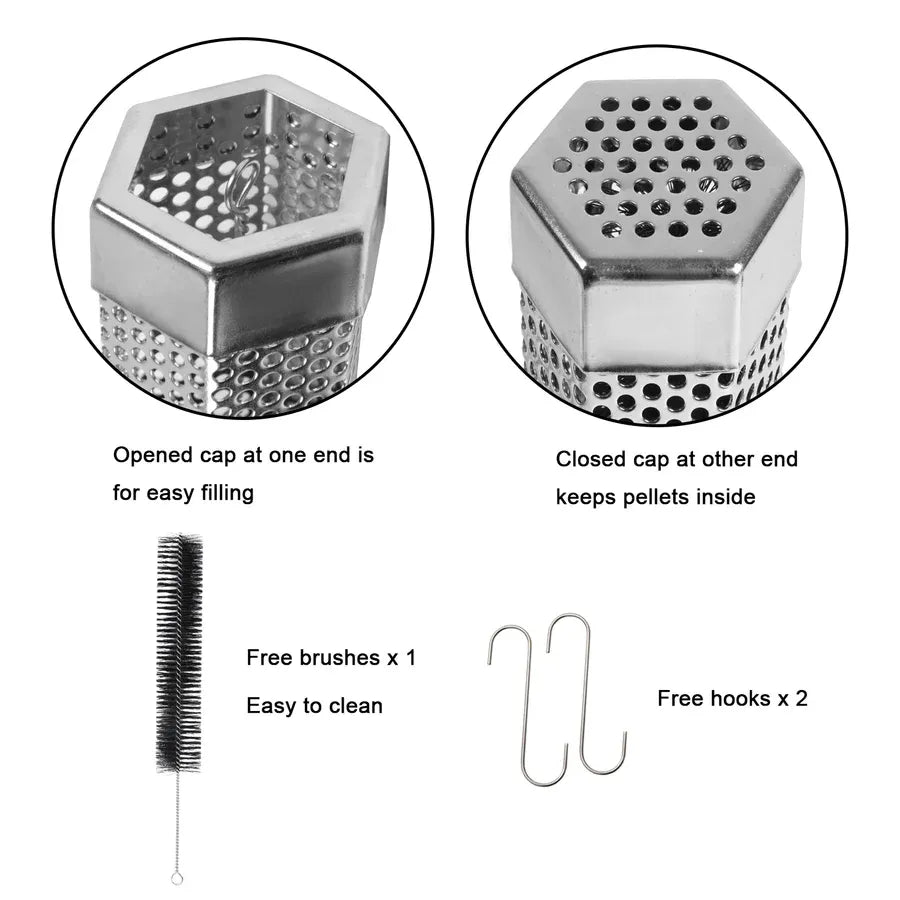 Asmoke BBQ Set (Includes Two Meat Claws, a Pellet Smoker Tube and Metal Skewers)