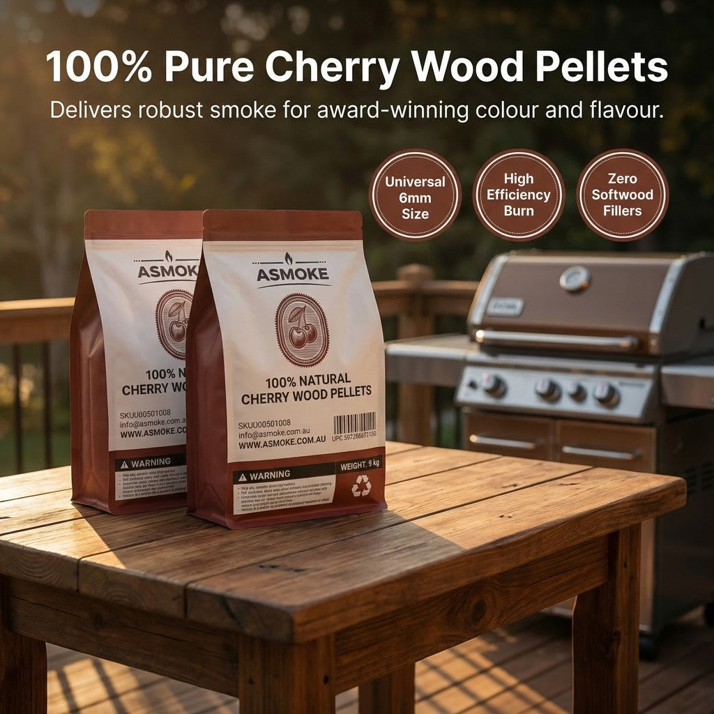 ASMOKE 100% Natural Cherry Wood BBQ Smoker Pellets (9kg / 20lbs) x2