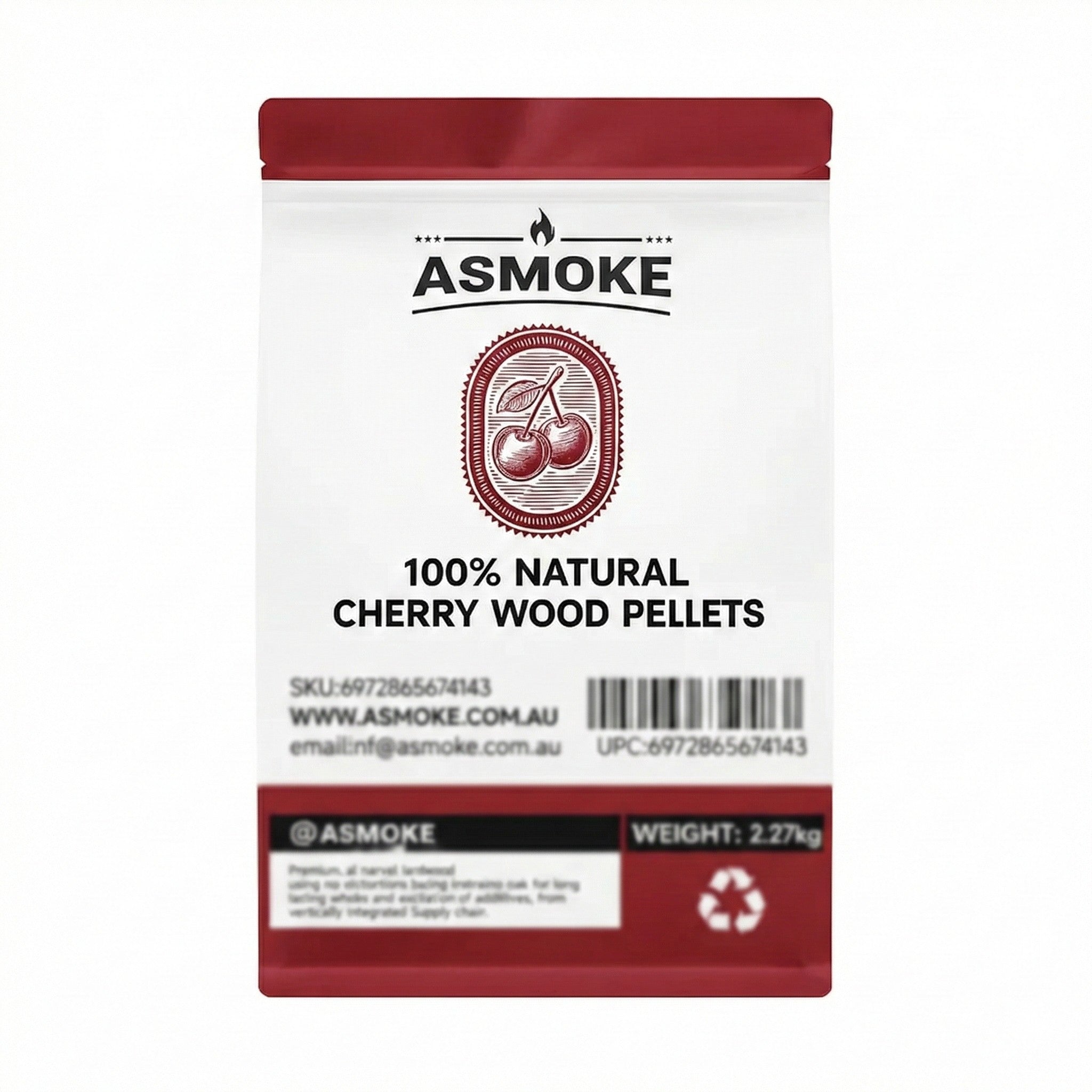 BBQs & Accessories: ASMOKE 100% Natural Cherry Wood BBQ Pellets (2.27kg) - Premium Fruit Hardwood for Smoker Grills & Cold Smoking