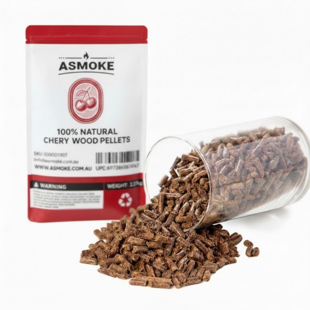 BBQs & Accessories: ASMOKE 100% Natural Cherry Wood BBQ Pellets (2.27kg) - Premium Fruit Hardwood for Smoker Grills & Cold Smoking