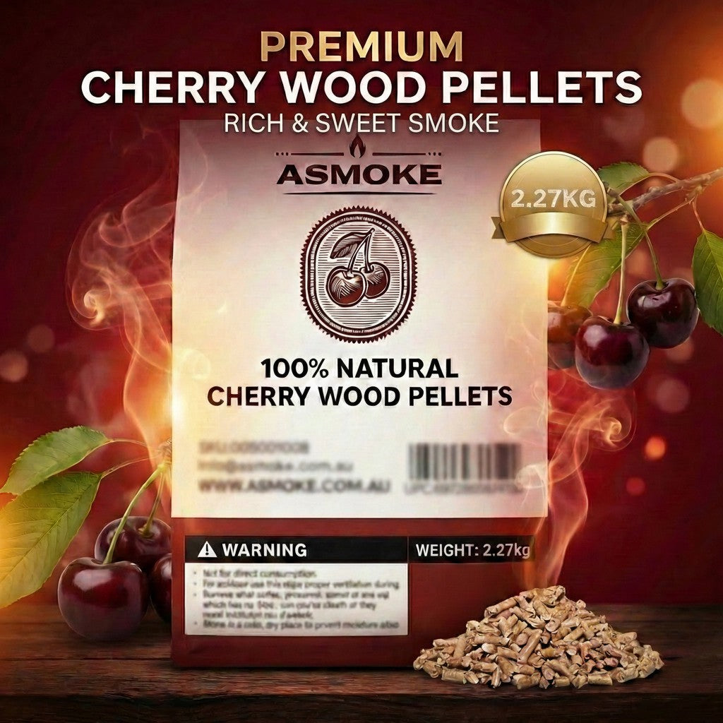 BBQs & Accessories: ASMOKE 100% Natural Cherry Wood BBQ Pellets (2.27kg) - Premium Fruit Hardwood for Smoker Grills & Cold Smoking