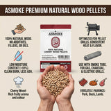 BBQs & Accessories: ASMOKE 19kg (40lbs) Premium Cherry Wood BBQ Smoker Pellets Bulk Bundle (8 x 2.27kg Bags)