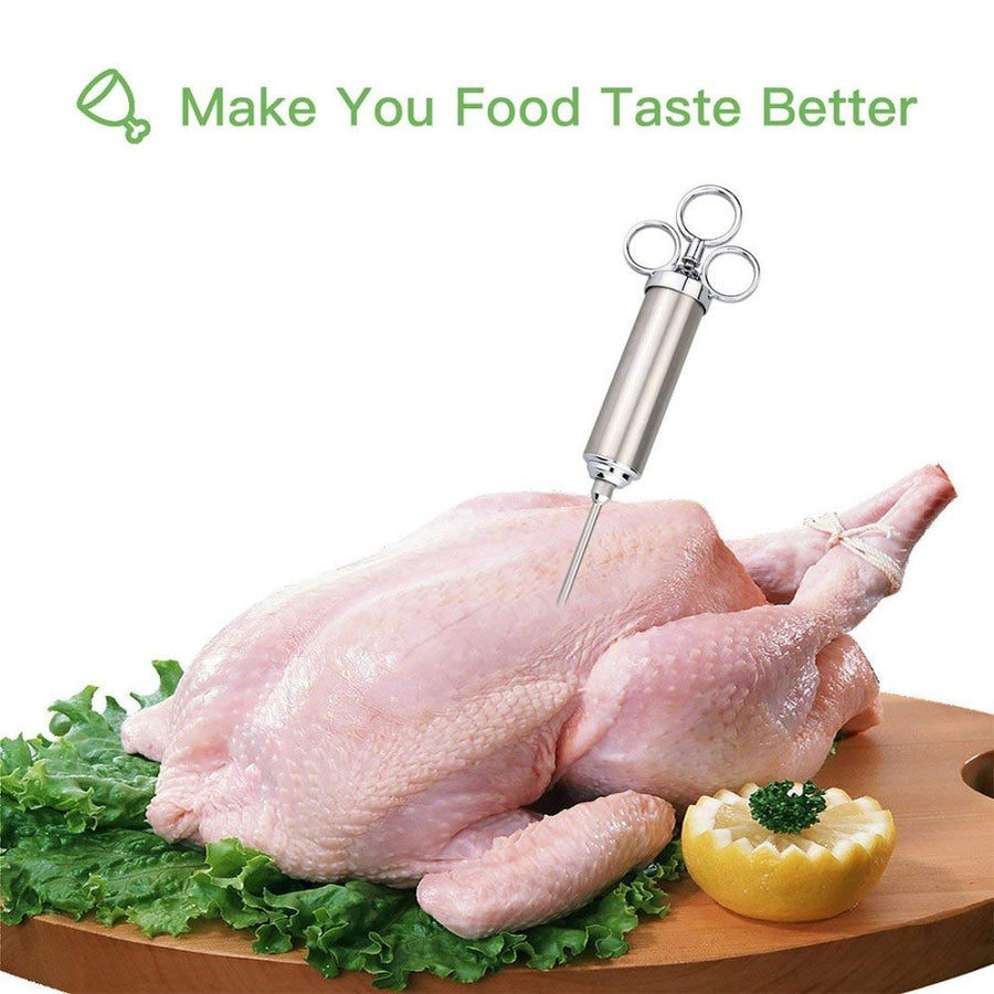 BBQs & Accessories: ASMOKE Stainless Steel Meat Injector Syringe Kit