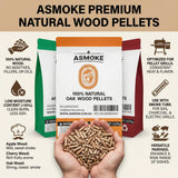 BBQs & Accessories: ASMOKE 3-Piece Premium Wood Pellet Variety Pack - Oak, Cherry & Apple (3 x 2.27kg Bags)