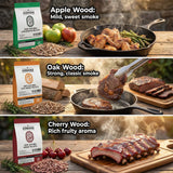 BBQs & Accessories: ASMOKE 4-Piece Premium Wood Pellet Variety Pack - Oak, Cherry & 2x Apple (4 x 2.27kg Bags)