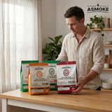 BBQs & Accessories: ASMOKE 4-Piece Premium Wood Pellet Variety Pack - Oak, Cherry & 2x Apple (4 x 2.27kg Bags)