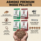 BBQs & Accessories: ASMOKE 20lbs (9kg) Wood Pellet Sampler Bundle - 2-Flavour Variety Pack (2x Cherry, 2x Apple) - Best for Pork, Ribs & Poultry