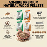 BBQs & Accessories: ASMOKE 4-Piece Premium Wood Pellet Variety Pack - Oak & Apple (2x Oak, 2x Apple)