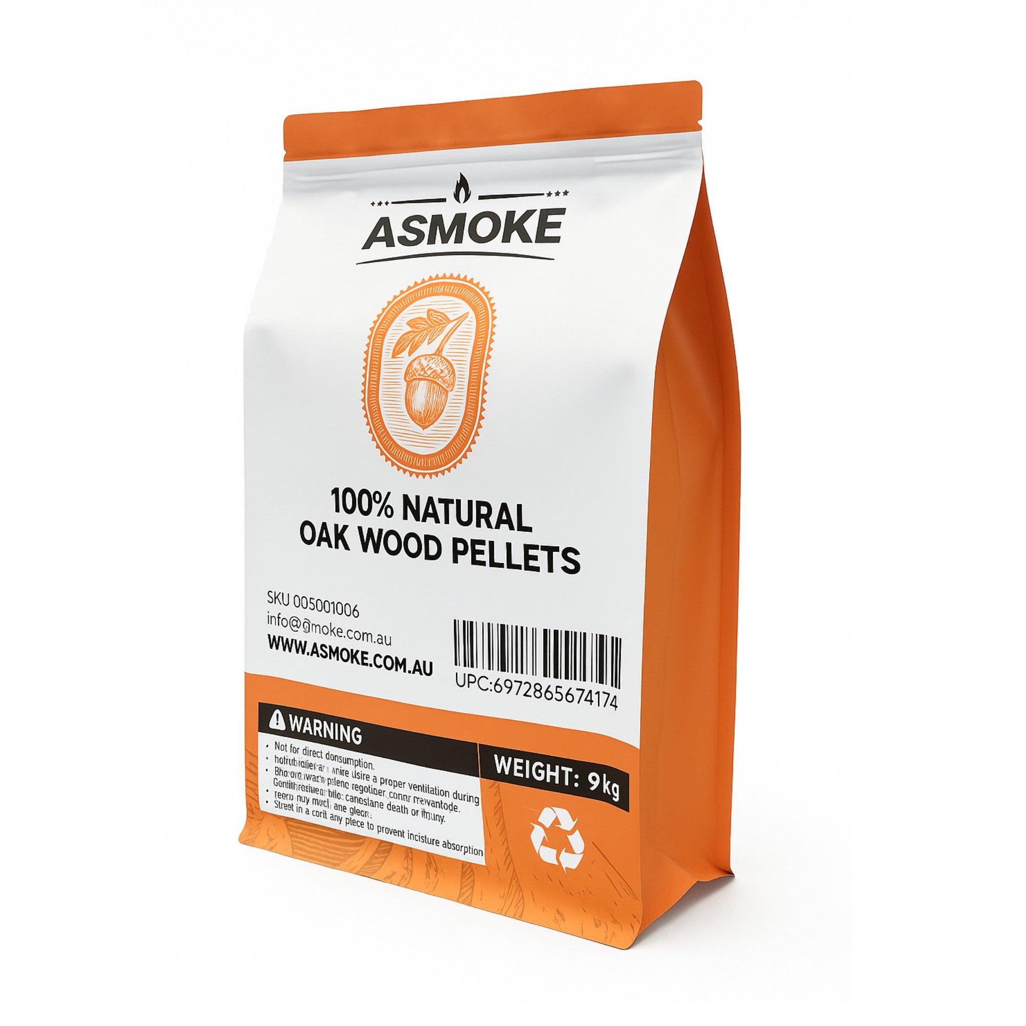 ASMOKE 100% Natural Premium Oak Wood BBQ Pellets for Smoker & Grill (9kg / 20lbs) x2