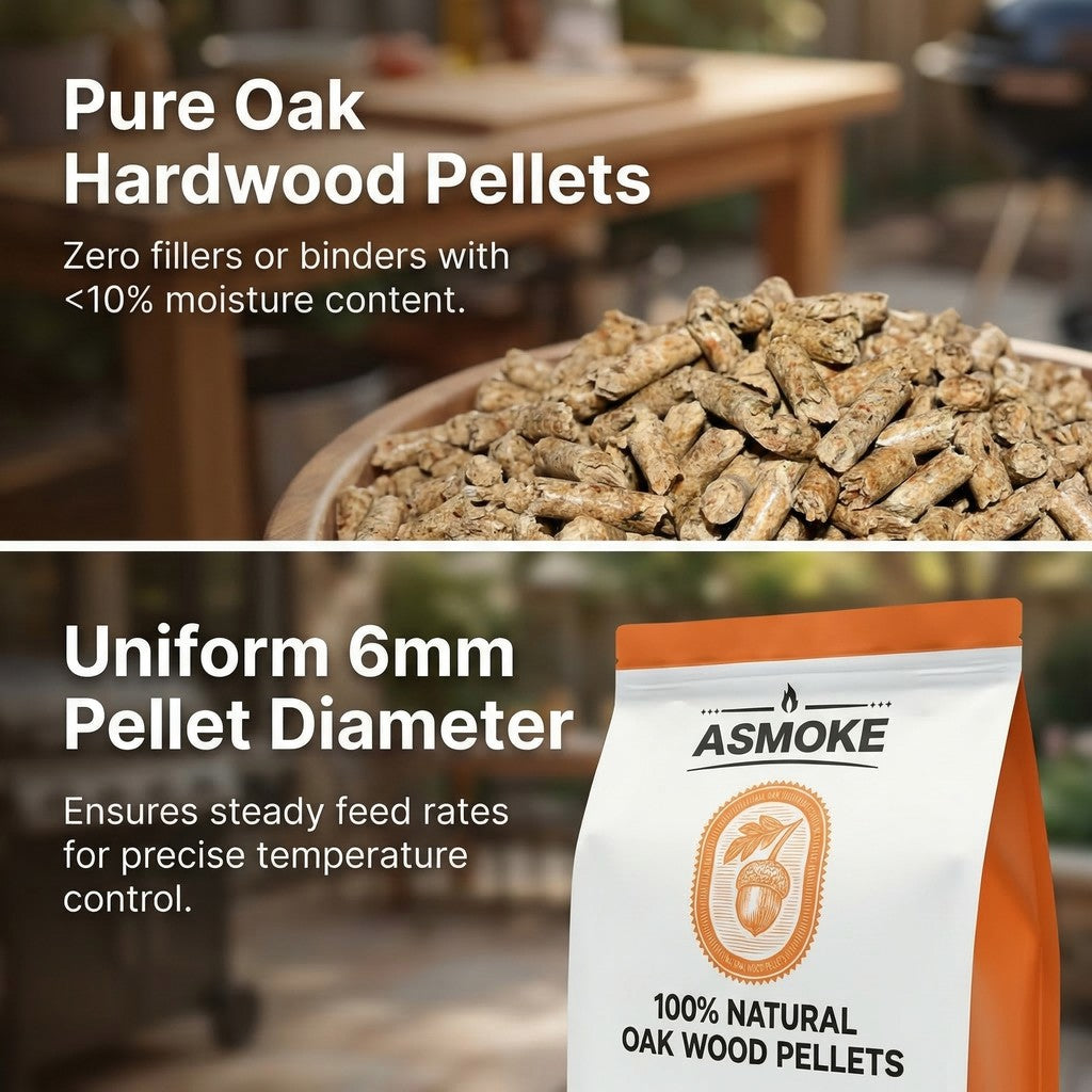 ASMOKE 100% Natural Premium Oak Wood BBQ Pellets for Smoker & Grill (9kg / 20lbs) x2