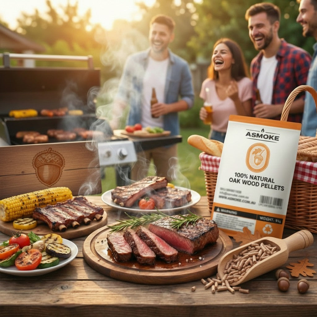 ASMOKE 100% Natural Premium Oak Wood BBQ Pellets for Smoker & Grill (9kg / 20lbs) x2