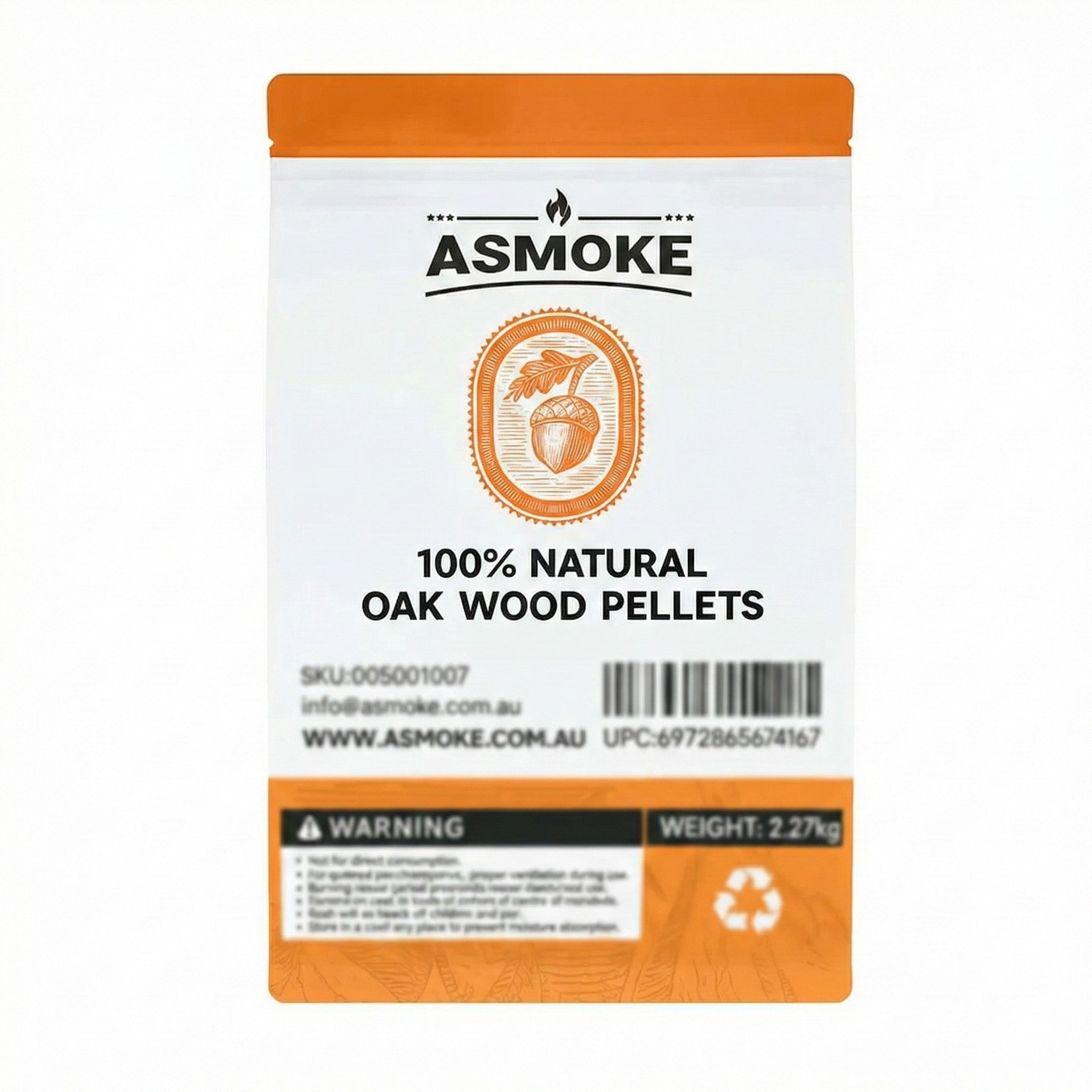 ASMOKE 100% Natural Oak Wood BBQ Pellets (2.27kg) - High Heat Hardwood for Brisket & Pizza Ovens