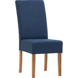 Kitchen & Dining Chairs: Mesi Dining Chair x2 - Natural Colour Legs Blue Colour Challis Fabric Upholstery