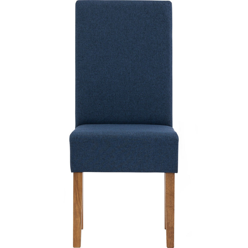 Kitchen & Dining Chairs: Mesi Dining Chair x2 - Natural Colour Legs Blue Colour Challis Fabric Upholstery