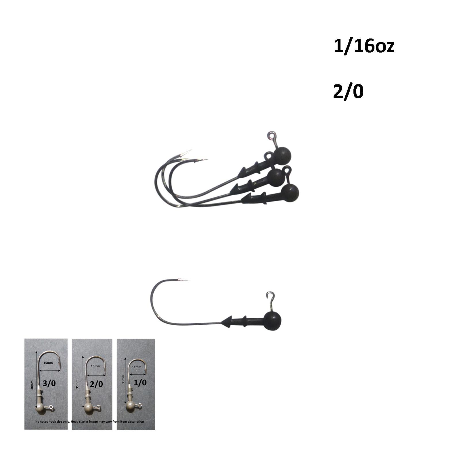 Fishing Tackle: Vike 1/16 oz Round Jig Head with a Size 2/0 Hook Tungsten, 4 pack