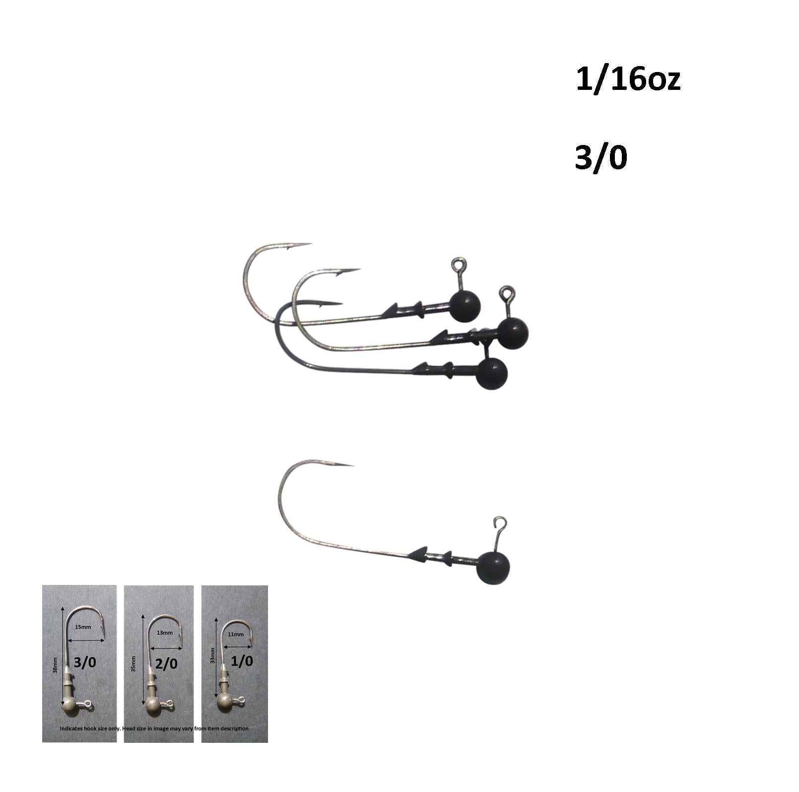 Fishing Tackle: Vike 1/16 oz Round Jig Head with a Size 3/0 Hook Tungsten, 4 pack
