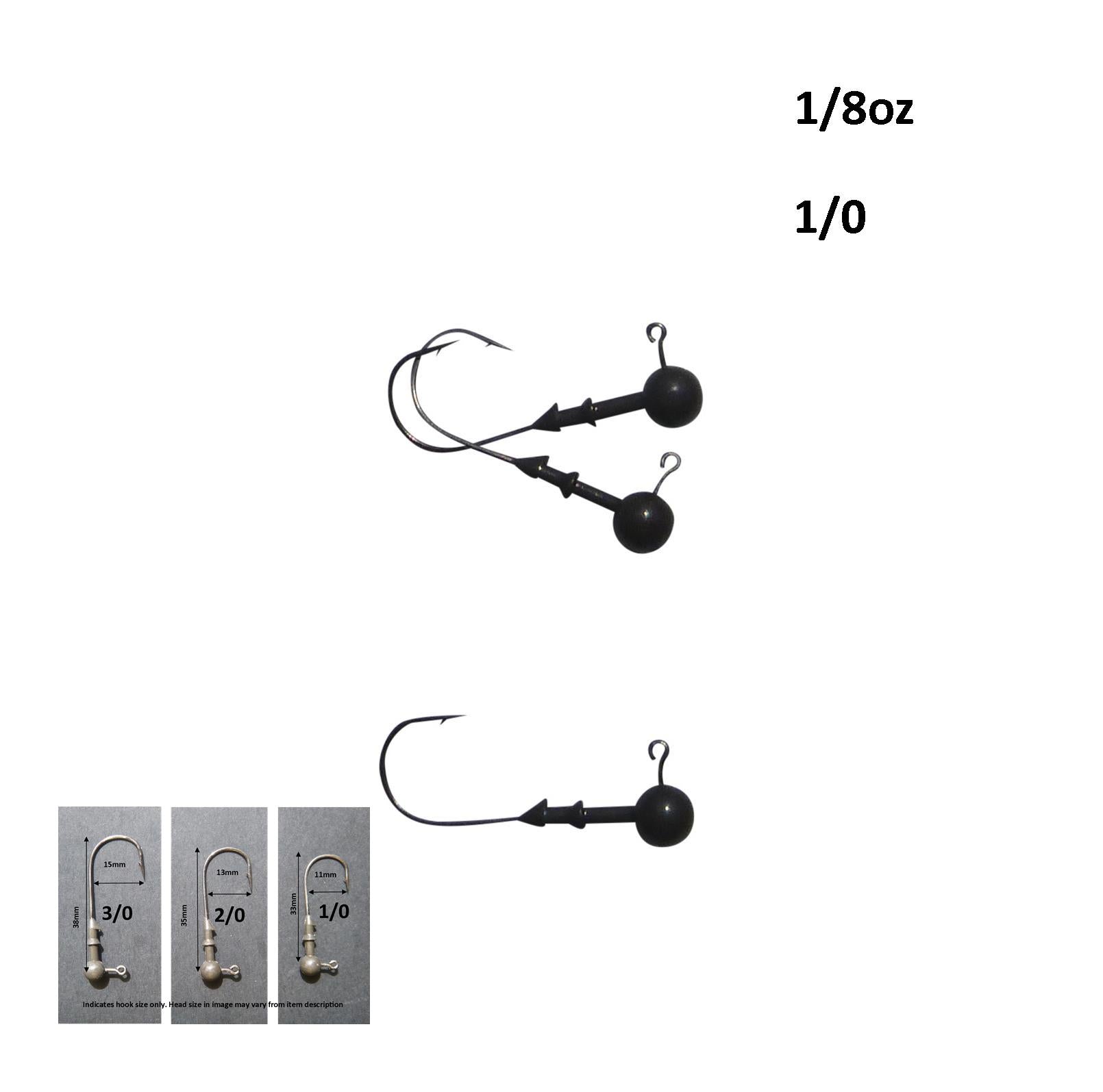 Fishing Tackle: Vike 1/8 oz Round Jig Head with a Size 1/0 Hook Tungsten, 3 pack