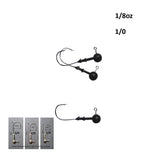 Fishing Tackle: Vike 1/8 oz Round Jig Head with a Size 1/0 Hook Tungsten, 3 pack