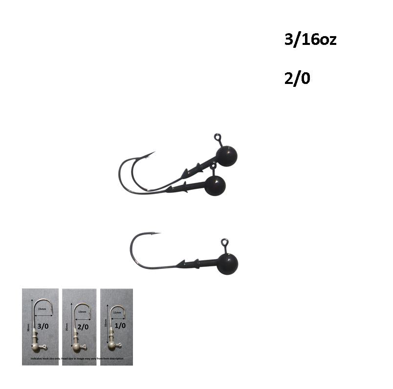 Fishing Tackle: Vike 3/16 oz Round Jig Head with a Size 2/0 Hook Tungsten, 3 pack