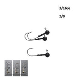 Fishing Tackle: Vike 3/16 oz Round Jig Head with a Size 2/0 Hook Tungsten, 3 pack