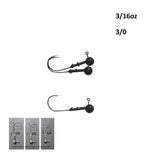 Fishing Tackle: Vike 3/16 oz Round Jig Head with a Size 3/0 Hook Tungsten, 3 pack