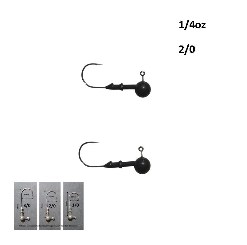 Fishing Tackle: Vike 1/4 oz Round Jig Head with a Size 2/0 Hook Tungsten, 2 pack
