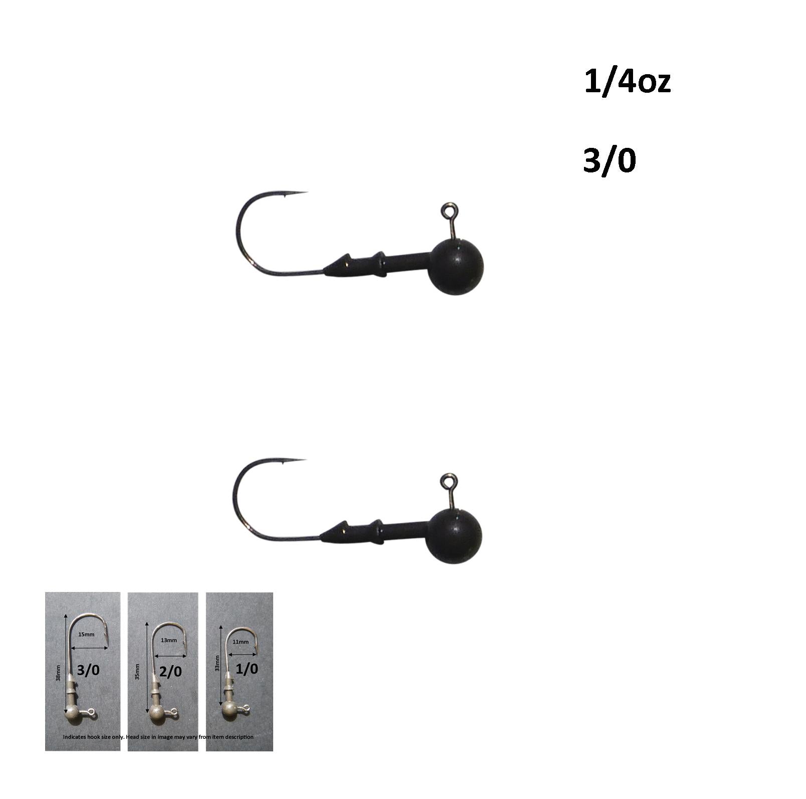 Fishing Tackle: Vike 1/4 oz Round Jig Head with a Size 3/0 Hook Tungsten, 2 pack