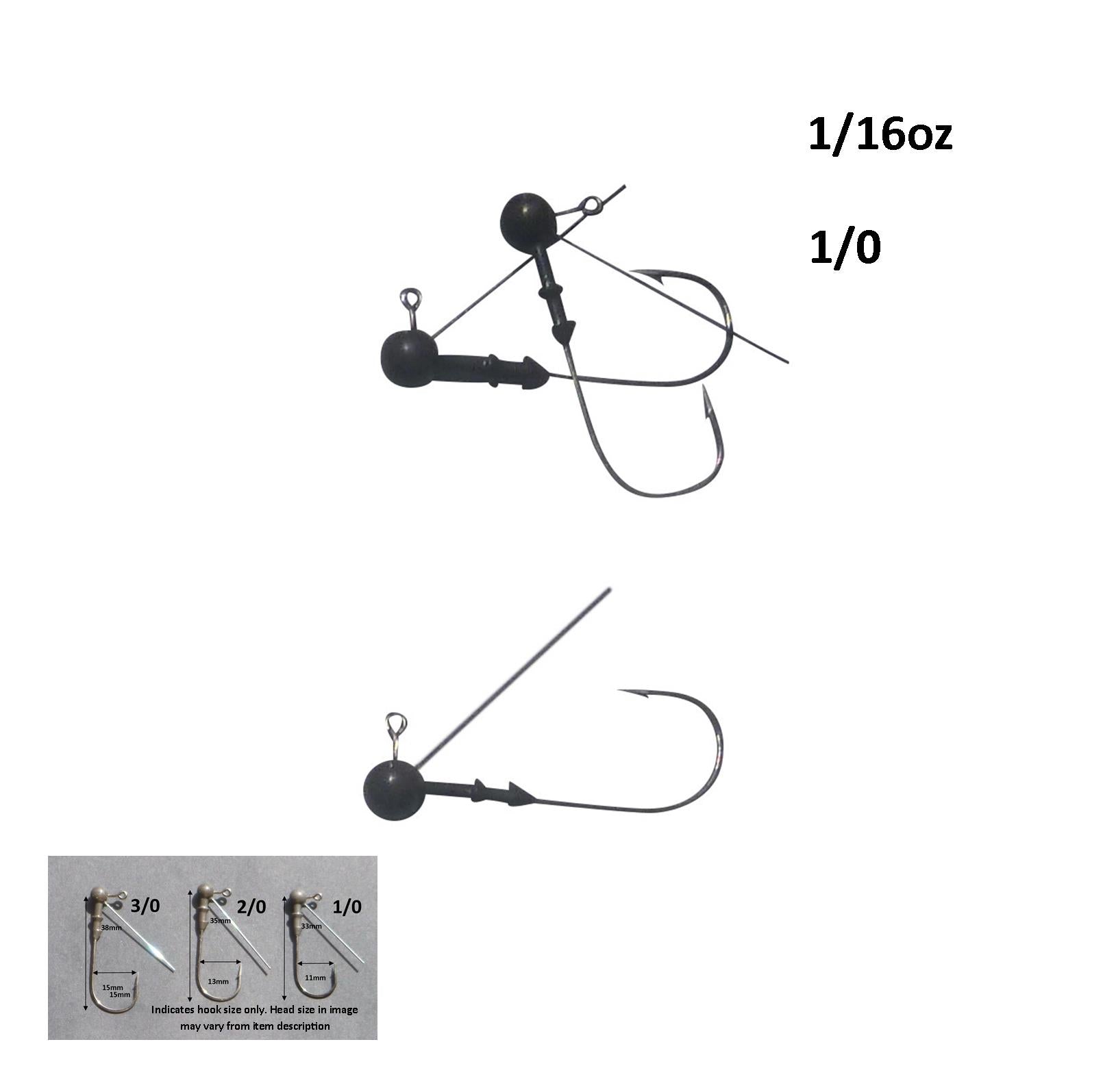Fishing Tackle: Vike 1/16 oz Weedless Round Jig Head with a Size 1/0 Hook Tungsten, 4 pack