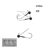 Fishing Tackle: Vike 1/16 oz Weedless Round  Jig Head with a Size 2/0 Hook Tungsten, 4 pack