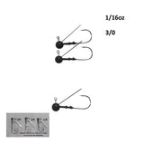 Fishing Tackle: Vike 1/16 oz Weedless Round Jig Head with a Size 3/0 Hook Tungsten, 4 pack