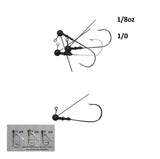 Fishing Tackle: Vike 1/8 oz Weedless Round Jig Head with a Size 1/0 Hook Tungsten, 3 pack