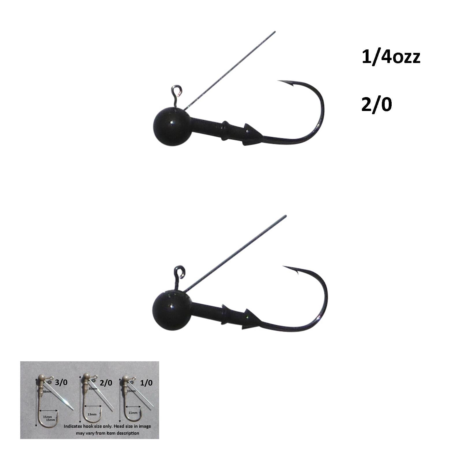 Fishing Tackle: Vike 1/4 oz Weedless Round Jig Head with a Size 2/0 Hook Tungsten, 2 pack