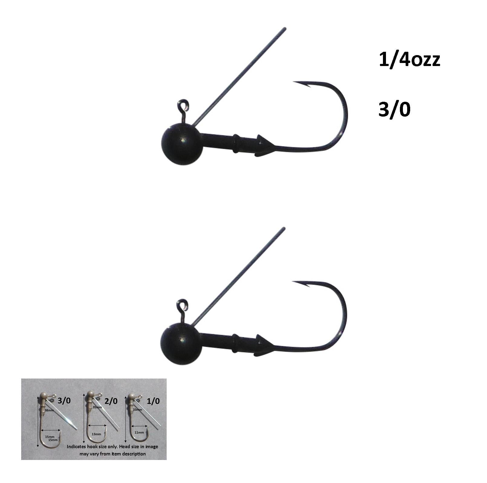 Fishing Tackle: Vike 1/4 oz Weedless Round Jig Head with a Size 3/0 Hook Tungsten, 2 pack