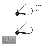 Fishing Tackle: Vike 1/4 oz Weedless Round Jig Head with a Size 3/0 Hook Tungsten, 2 pack