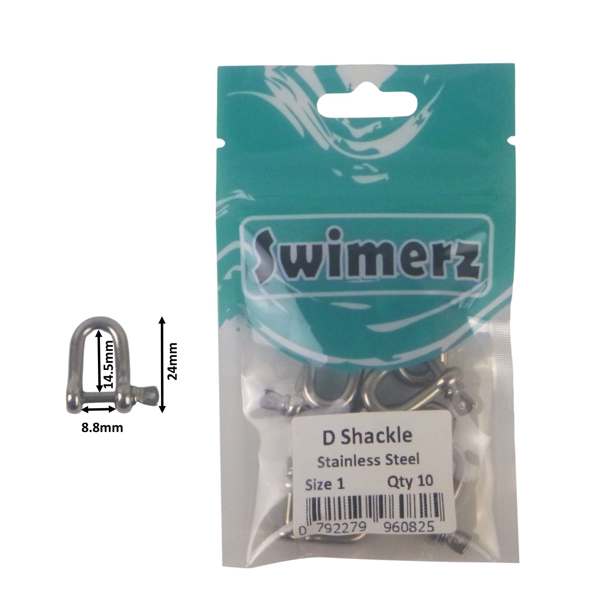 Fishing Tackle: Swimerz Stainless Steel D Shackles, Size 1, 10 pack