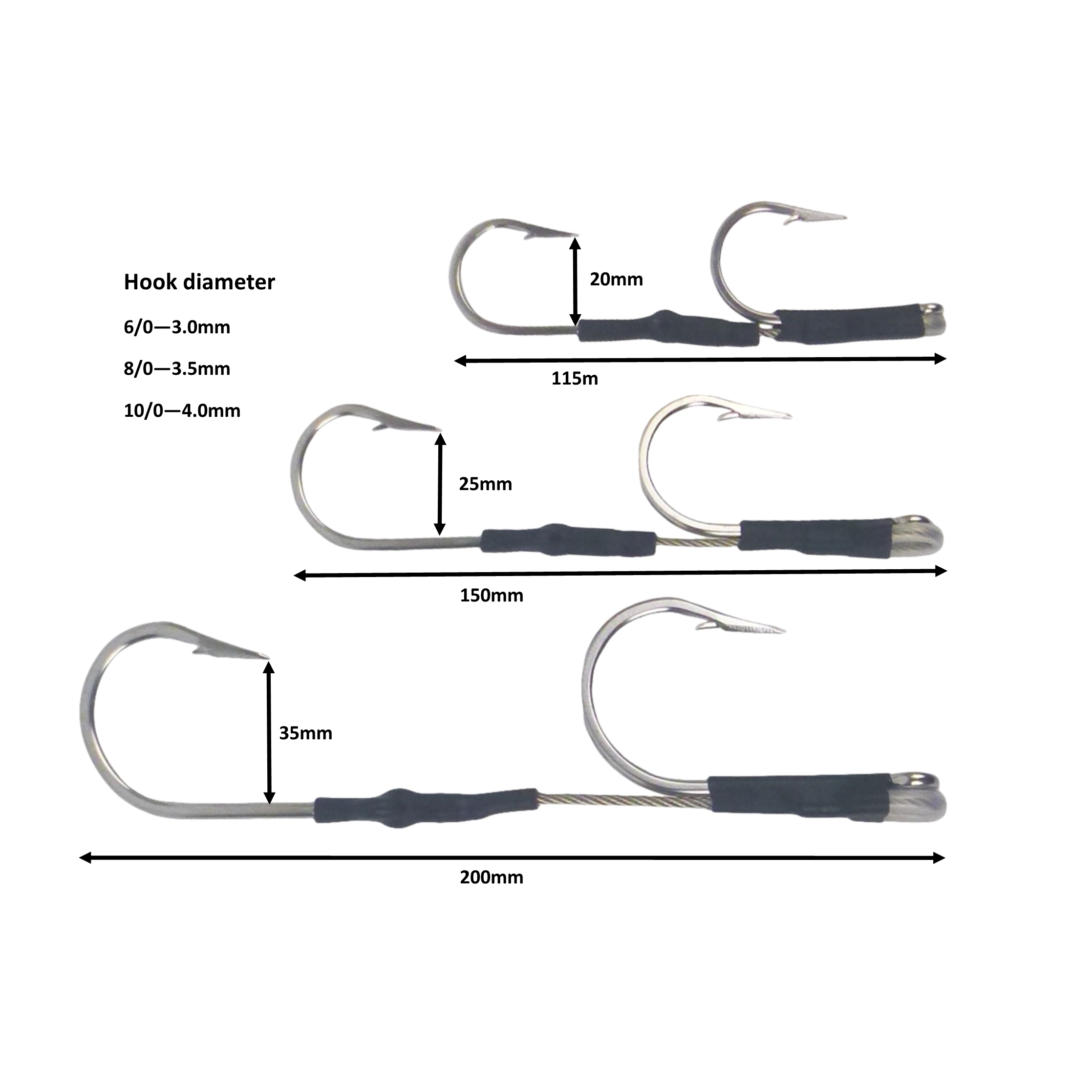 Fishing Tackle: Swimerz Jigging & Trolling Hooks, Inline Double, 8/0, Qty 3