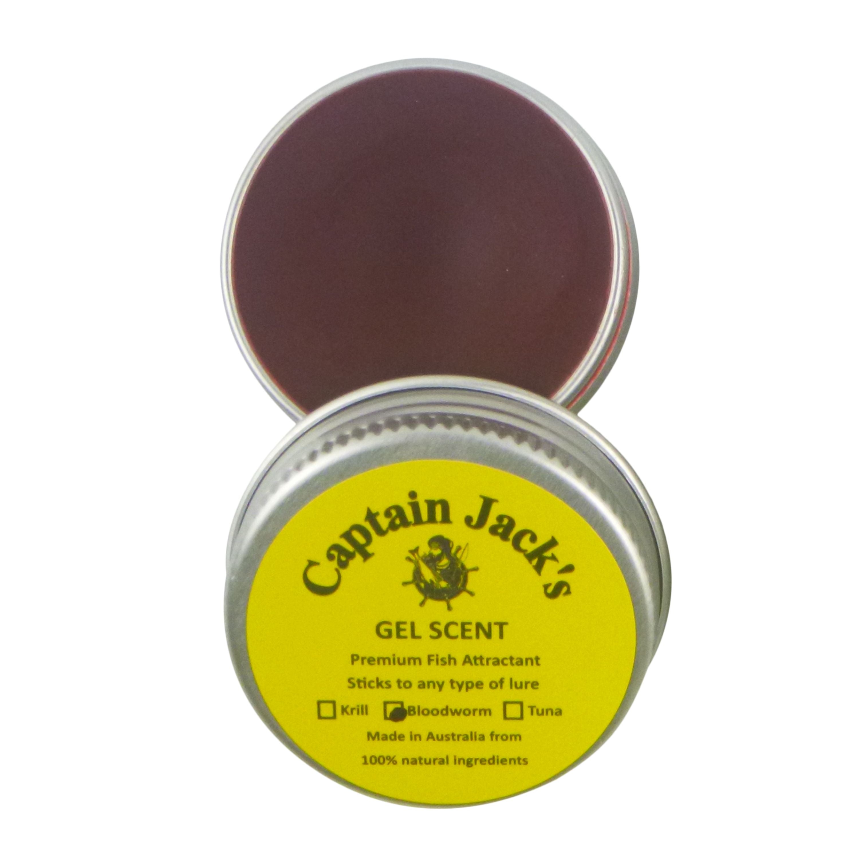 Fishing Tackle: Captain Jack's Gel Scent - Bloodworm, 15 gm Tin